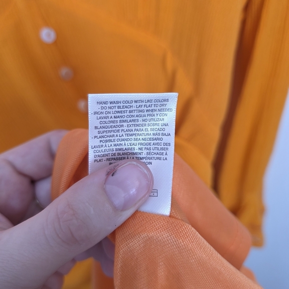 Chelsea & Violet Orange Y2K Babydoll Festival Bell Sleeves Button Up Tunic Sz M - Picture 8 of 10